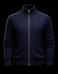 Navy Knit Cotton Zip Bomber By Enantiodromia