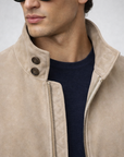 Beige Suede Bomber
