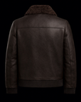 Chocolate Brown Shearling Collar Leather Jacket By Enantiodromia