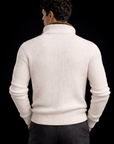 Ribbed Beige Wool Zip Cardigan By Enantiodromia