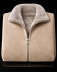 Beige Gray Fur Suede Blouson