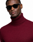 Burgundy Merino Wool Knit Turtleneck