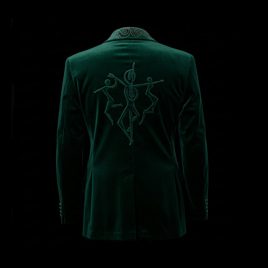 Dark Green Verde Royale Velvet Blazer