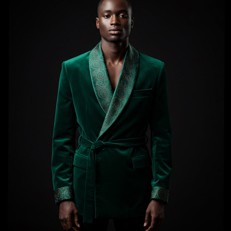 Dark Green Verde Royale Velvet Blazer