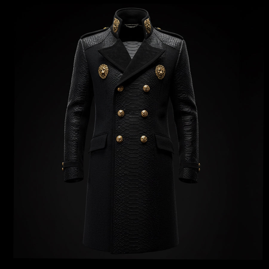Black Crocodile Leather The Imperial Lion Coat
