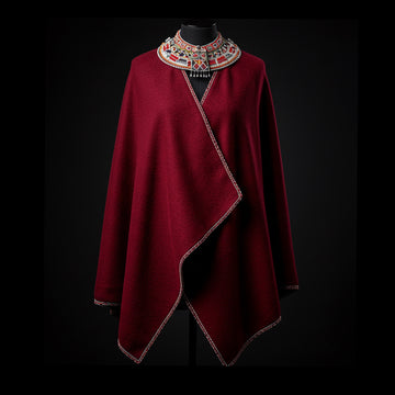 Red Maasai Regal Wool Cloak