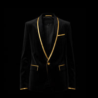 Black & Gold Noir Royale Velvet Blazer By Enantiodromia