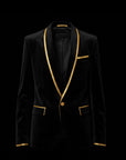 Black & Gold Noir Royale Velvet Blazer By Enantiodromia