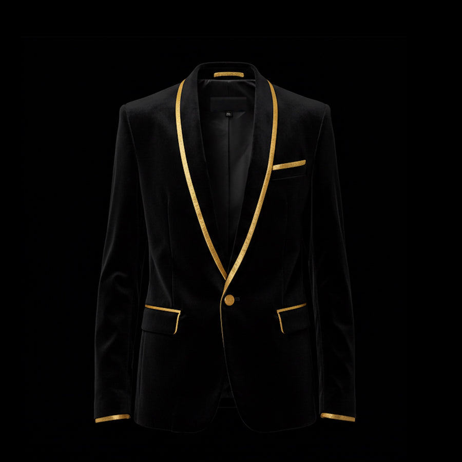 Black & Gold Noir Royale Velvet Blazer