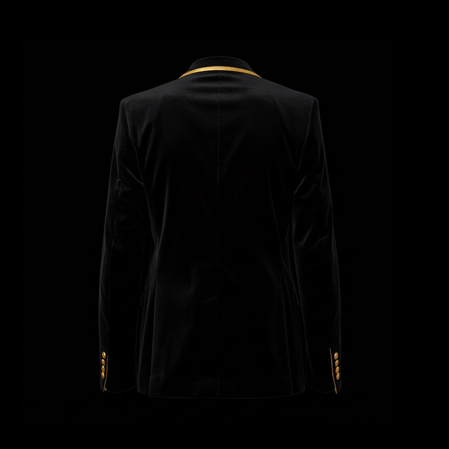 Black & Gold Noir Royale Velvet Blazer