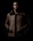 Brown Shearling Flight Jacket By Enantiodromia
