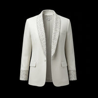 White Silk Embroidery Ivory Blazer By Enantiodromia
