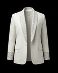 White Silk Embroidery Ivory Blazer By Enantiodromia