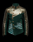 Green & Gold Dynasty's Dragon Emperor Python Suede Blouson By Enantiodromia