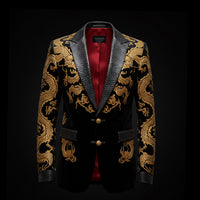 Black & Gold Velvet Dragon Blazer By Enantiodromia