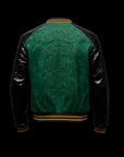 Emerald Green Suede & Crocodile Leather Bomber Jacket By Enantiodromia