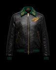 Black & Green Python Embroidery Bomber By Enantiodromia