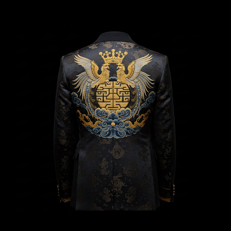 Black Silk Embroidered Blazer