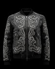 Black Snake skin Baroque-Embroidered Bomber Jacket By Enantiodromia