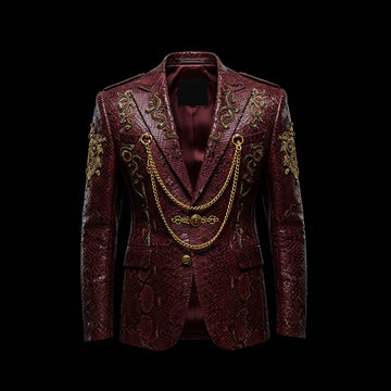 Dark Red & Gold Monarch Python Blazer