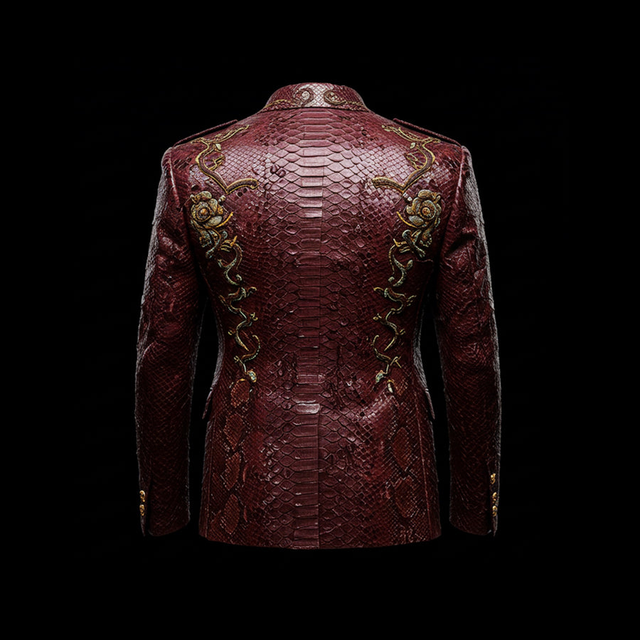 Dark Red & Gold Monarch Python Blazer
