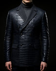 Dark Blue Crocodile Blazer By Enantiodromia