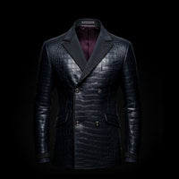 Dark Blue Crocodile Blazer By Enantiodromia