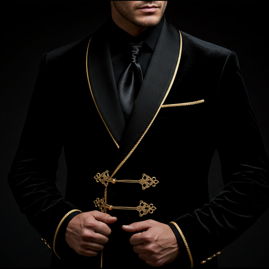 Black & Gold Velvet Blazer
