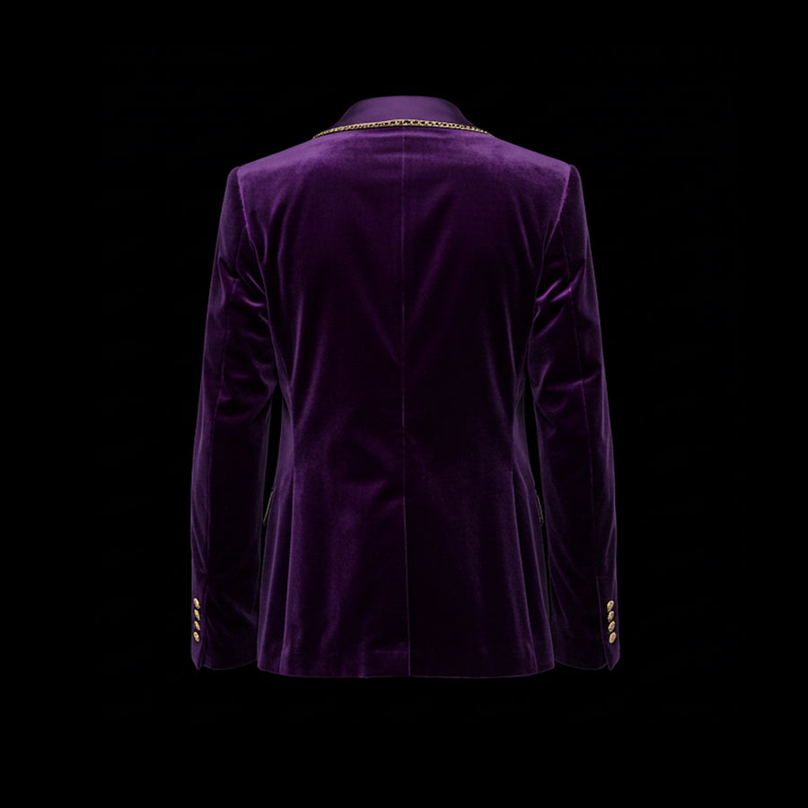 Purple & Gold Velvet Blazer
