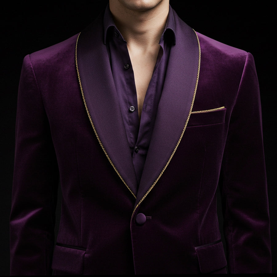Purple & Gold Velvet Blazer