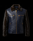 Navy Crocodile Mink Jacket By Enantiodromia