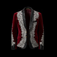 Red Leather Velvet Embroidery Jacket By Enantiodromia