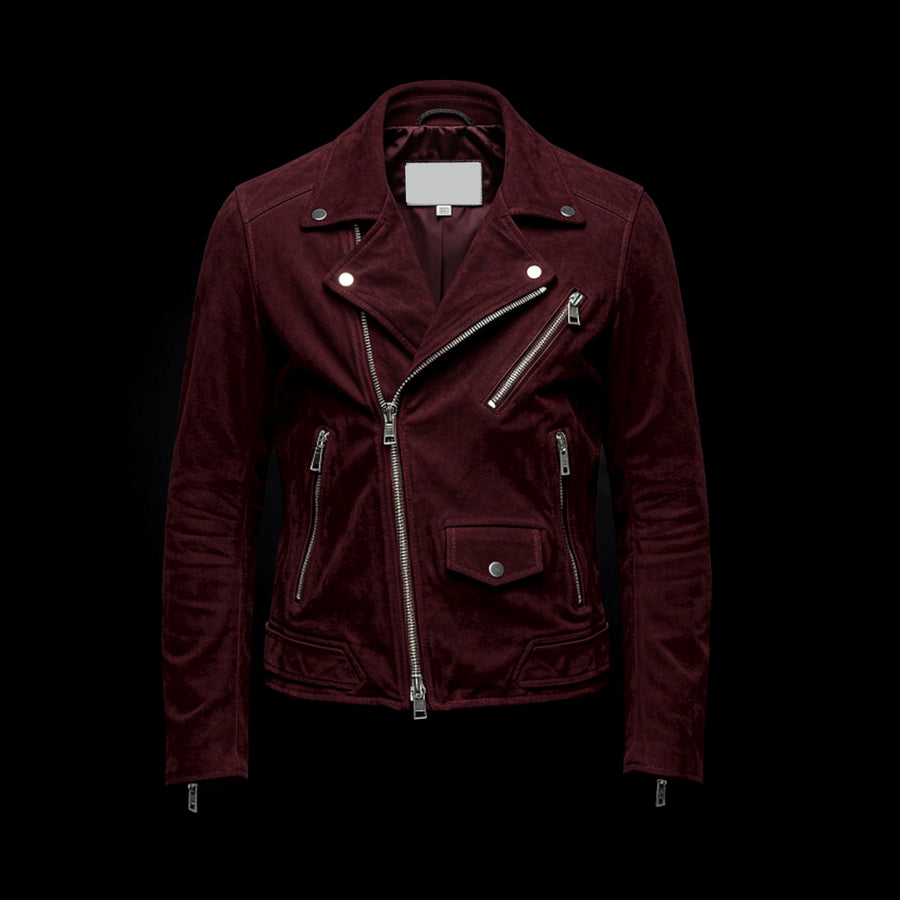 Red Suede Biker Jacket