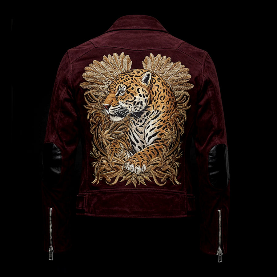 Red Suede Biker Jacket