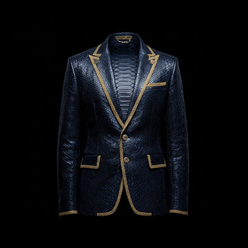 Blue Python Lapel Blazer