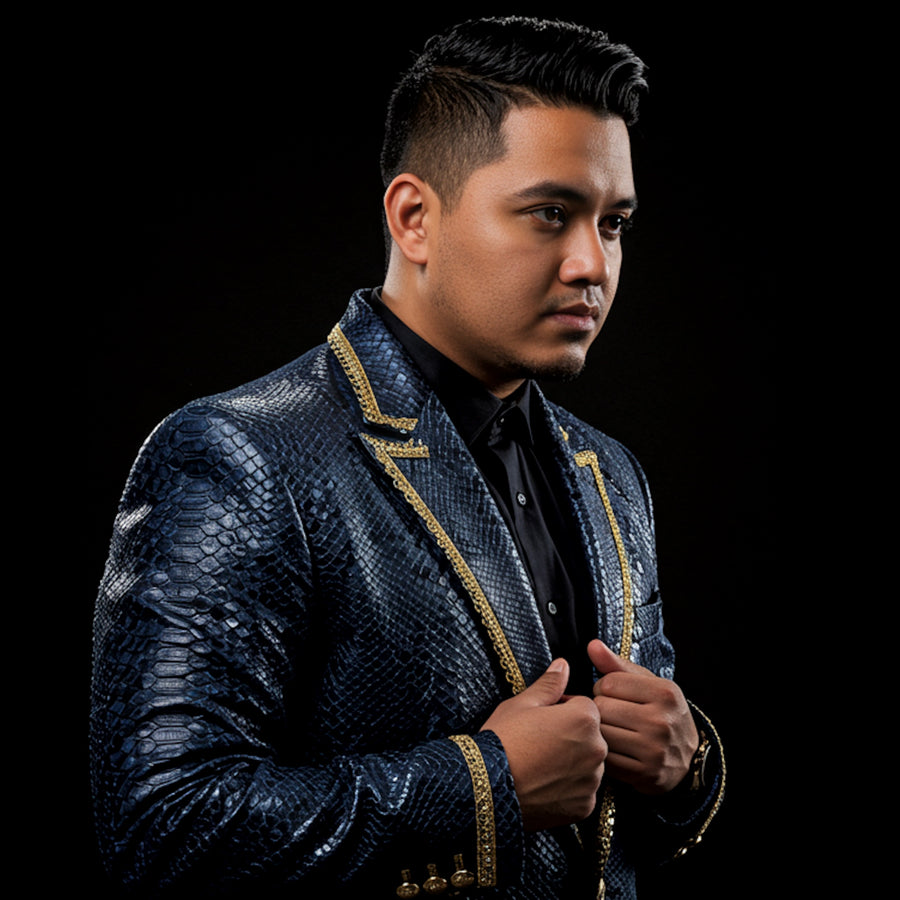 Blue Python Lapel Blazer