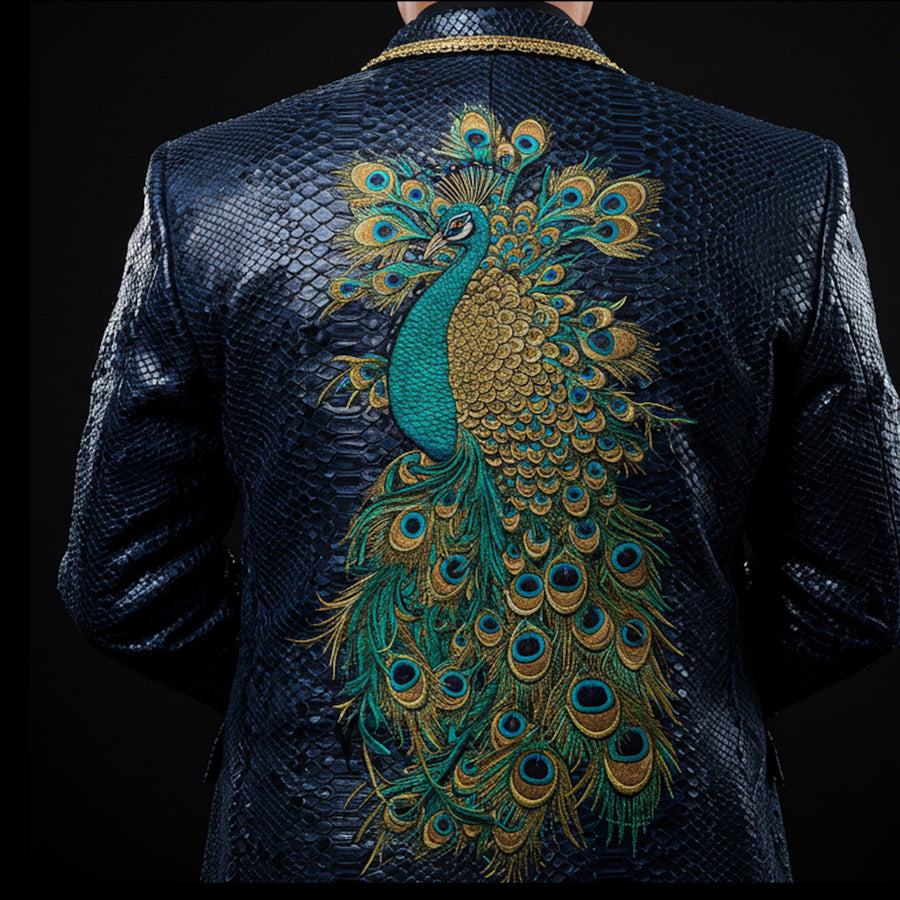 Blue Python Lapel Blazer