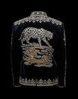 Navy & Silver Midnight Majesty Velvet Embroidery Jacket By Enantiodromia