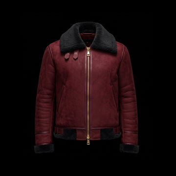 Red Nocturne Royale Shearling Leather Jacket