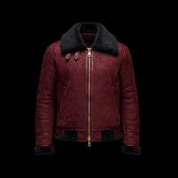Red Nocturne Royale Shearling Leather Jacket