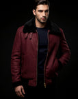 Red Nocturne Royale Shearling Leather Jacket