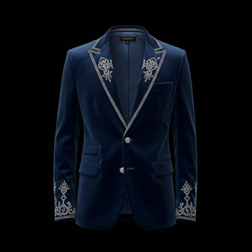 Navy & Silver Axsam Velvet Jacket