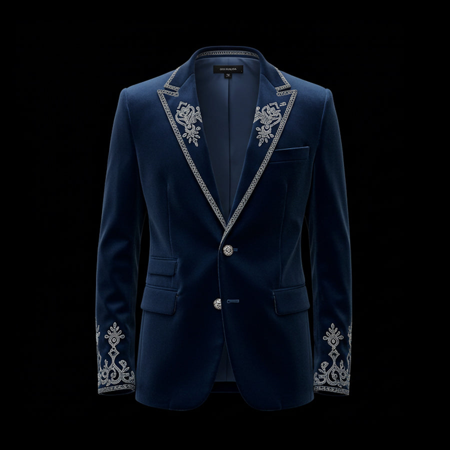 Navy & Silver Axsam Velvet Jacket