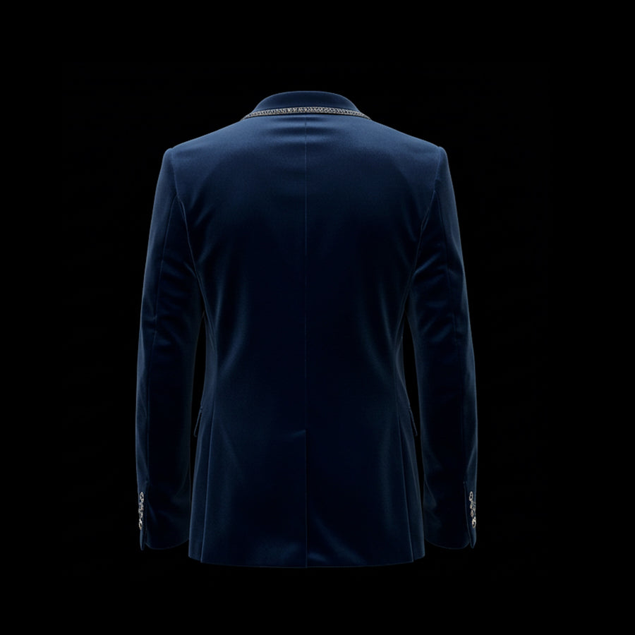 Navy & Silver Axsam Velvet Jacket