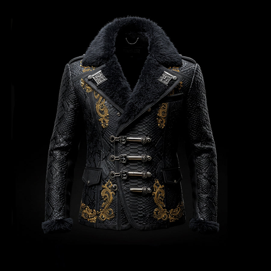 Black Baroque Shearling Jacket