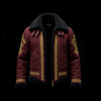 Burgundy Embroidery Aviator Jacket By Enantiodromia