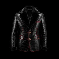 Black Crocodile Mink Shearling Blazer By Enantiodromia