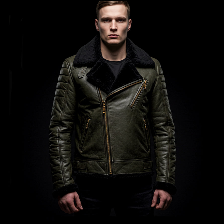 Olive Green Shearling Jacket