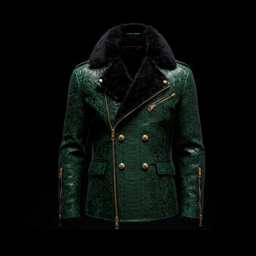 Emerald Mink Python Leather Jacket
