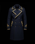Midnight Blue Embroidered Wool-Cashmere Peacoat by Enantiodromia